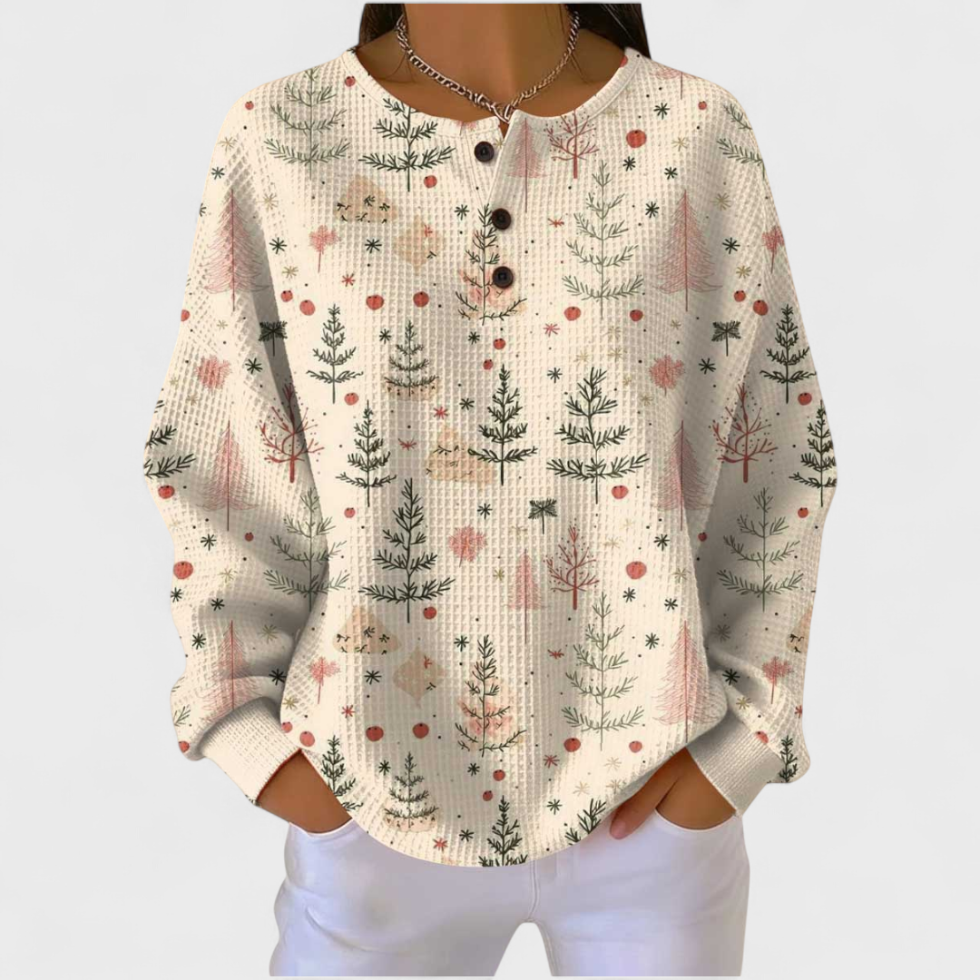 Abril | Sudadera Sin Capucha Mujer Estampado Navideño Manga Larga