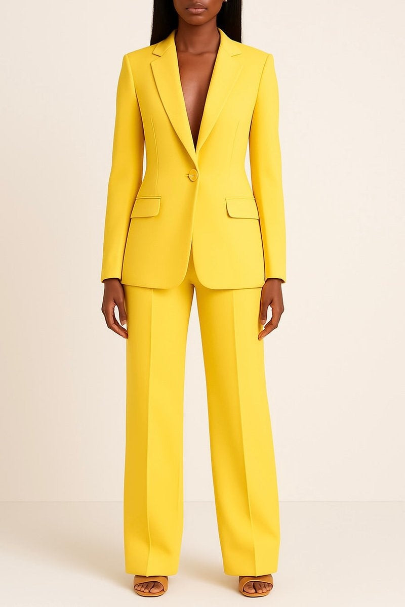 Adriana | Conjunto Chaqueta Americana Mujer Blazer Entallado Pantalón Pierna Ancha