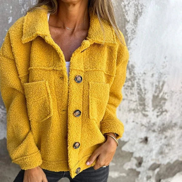 Alma | Chaqueta de Borreguito Corta Mujer Solapa Botones