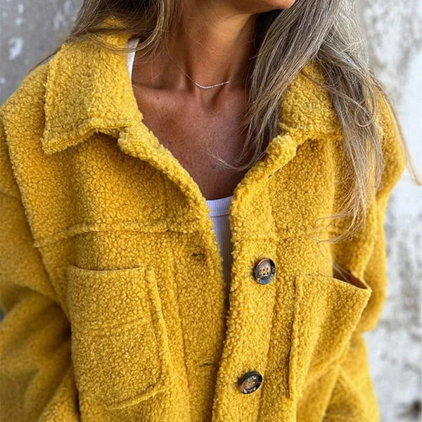 Alma | Chaqueta de Borreguito Corta Mujer Solapa Botones