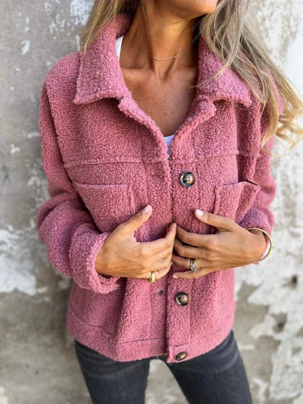 Alma | Chaqueta de Borreguito Corta Mujer Solapa Botones