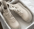 Botas Militares Plataforma Mujer con Cordones y Hebillas