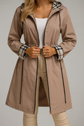 Chubasquero Impermeable Mujer con Capucha Cintura Elástica