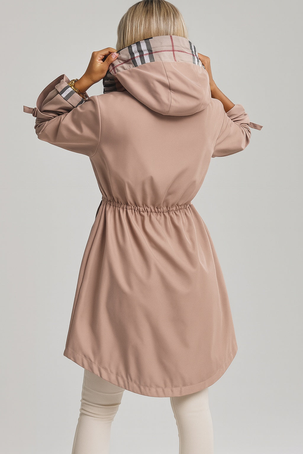 Chubasquero Impermeable Mujer con Capucha Cintura Elástica