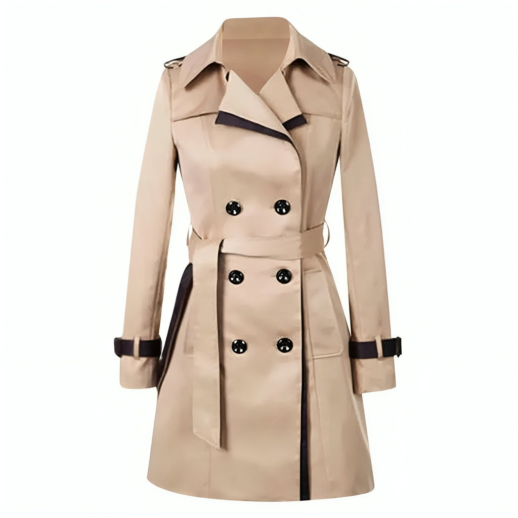 Trench Coat Doble Botonadura Mujer Cuello Solapa