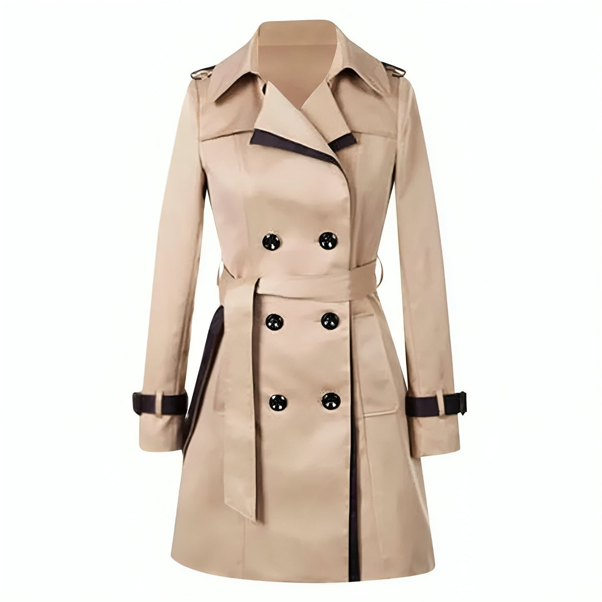 Trench Coat Doble Botonadura Mujer Cuello Solapa
