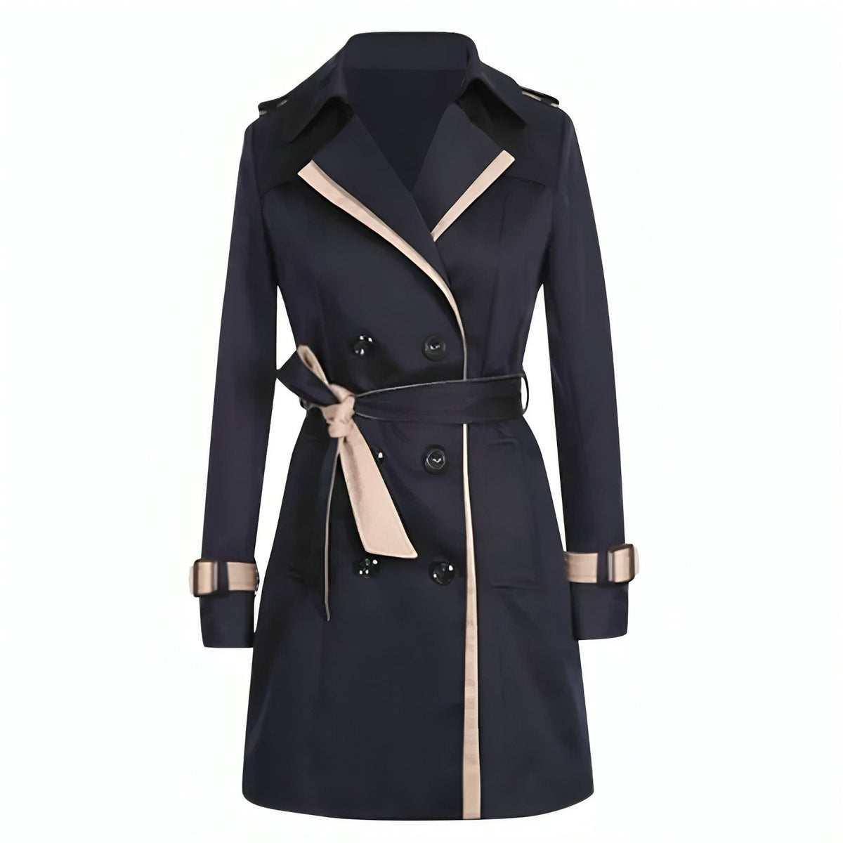 Trench Coat Doble Botonadura Mujer Cuello Solapa