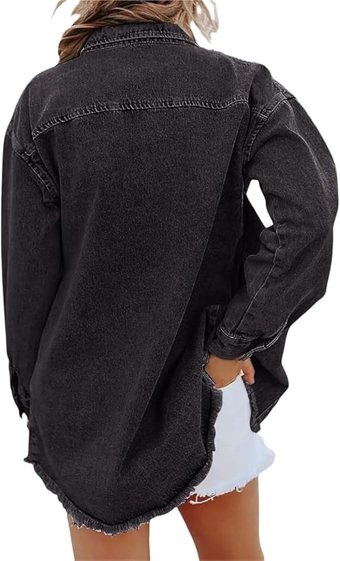 Sobrecamisa Mujer Vaquera Oversize Manga Larga Bolsillos