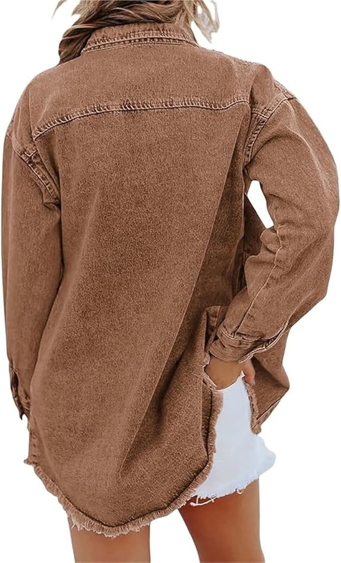 Sobrecamisa Mujer Vaquera Oversize Manga Larga Bolsillos