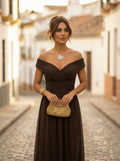 Vestido Largo de Gala Hombros Descubiertos Mujer Plisado