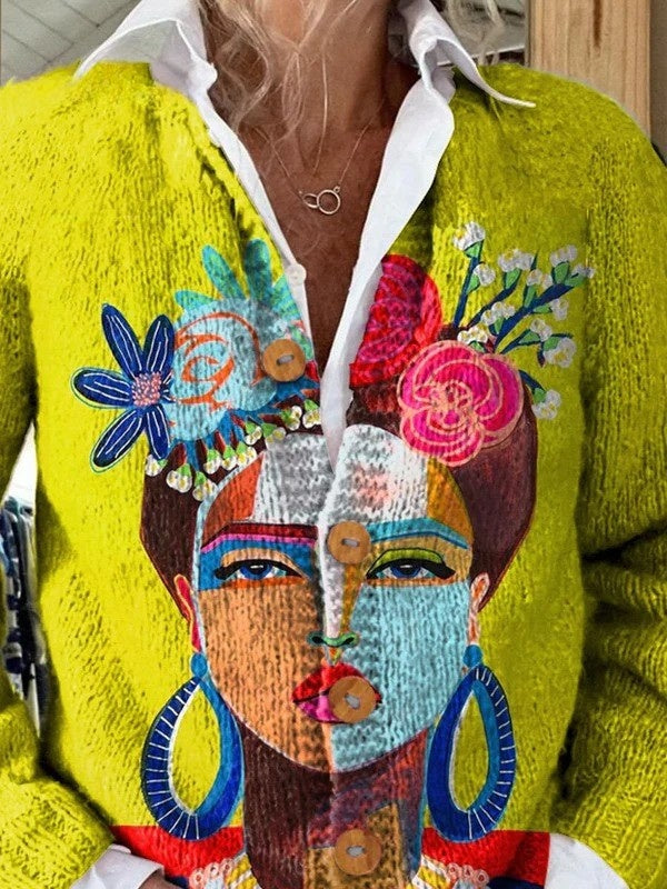 Amaia | Chaqueta de Punto Estampada Mujer Botones Floral
