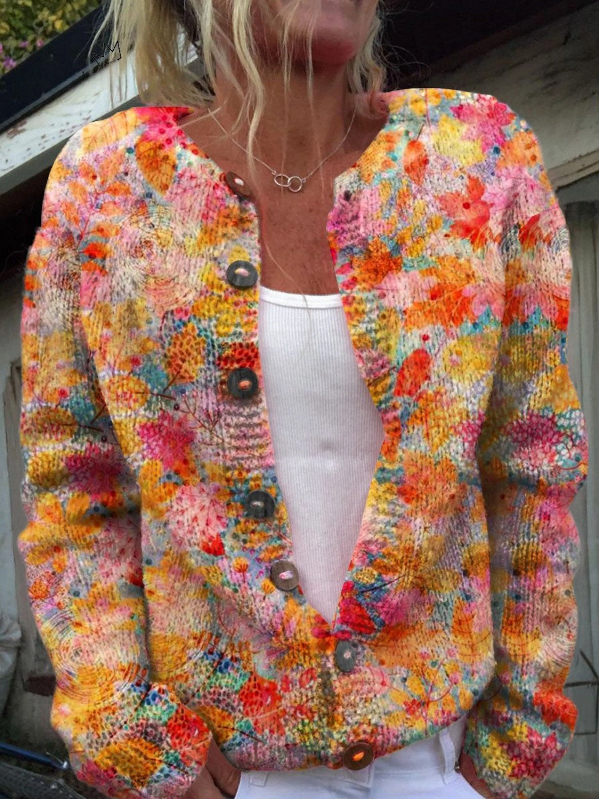 Amaia | Chaqueta de Punto Estampada Mujer Botones Floral