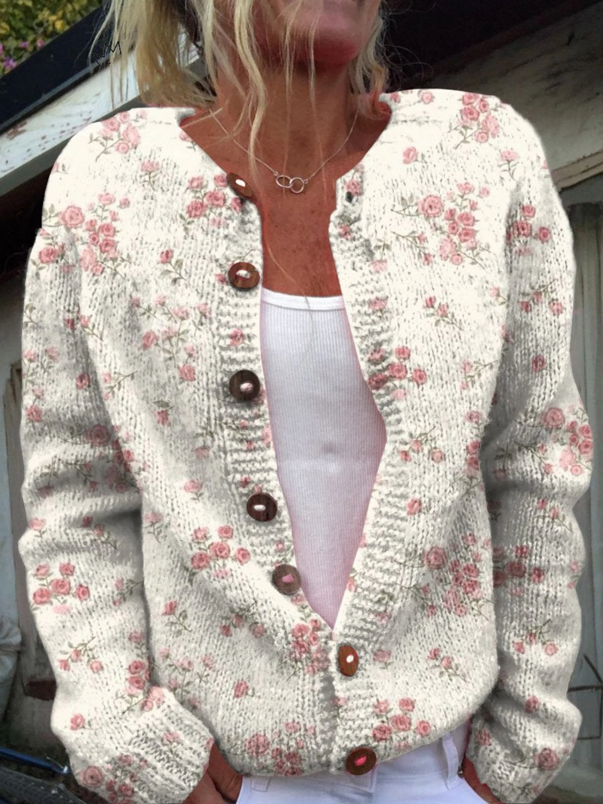 Amaia | Chaqueta de Punto Estampada Mujer Botones Floral