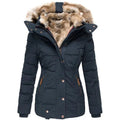 Paloma | Chaquetón Acolchado con Capucha de Pelo Mujer Slim Fit