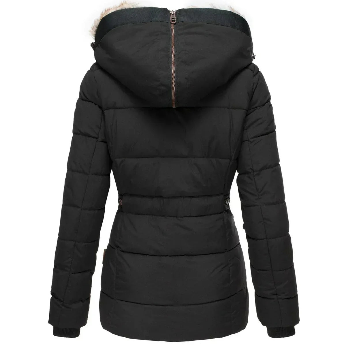 Paloma | Chaquetón Acolchado con Capucha de Pelo Mujer Slim Fit