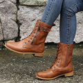 Botas Militares Planas Mujer con Cordones y Cremallera Lateral