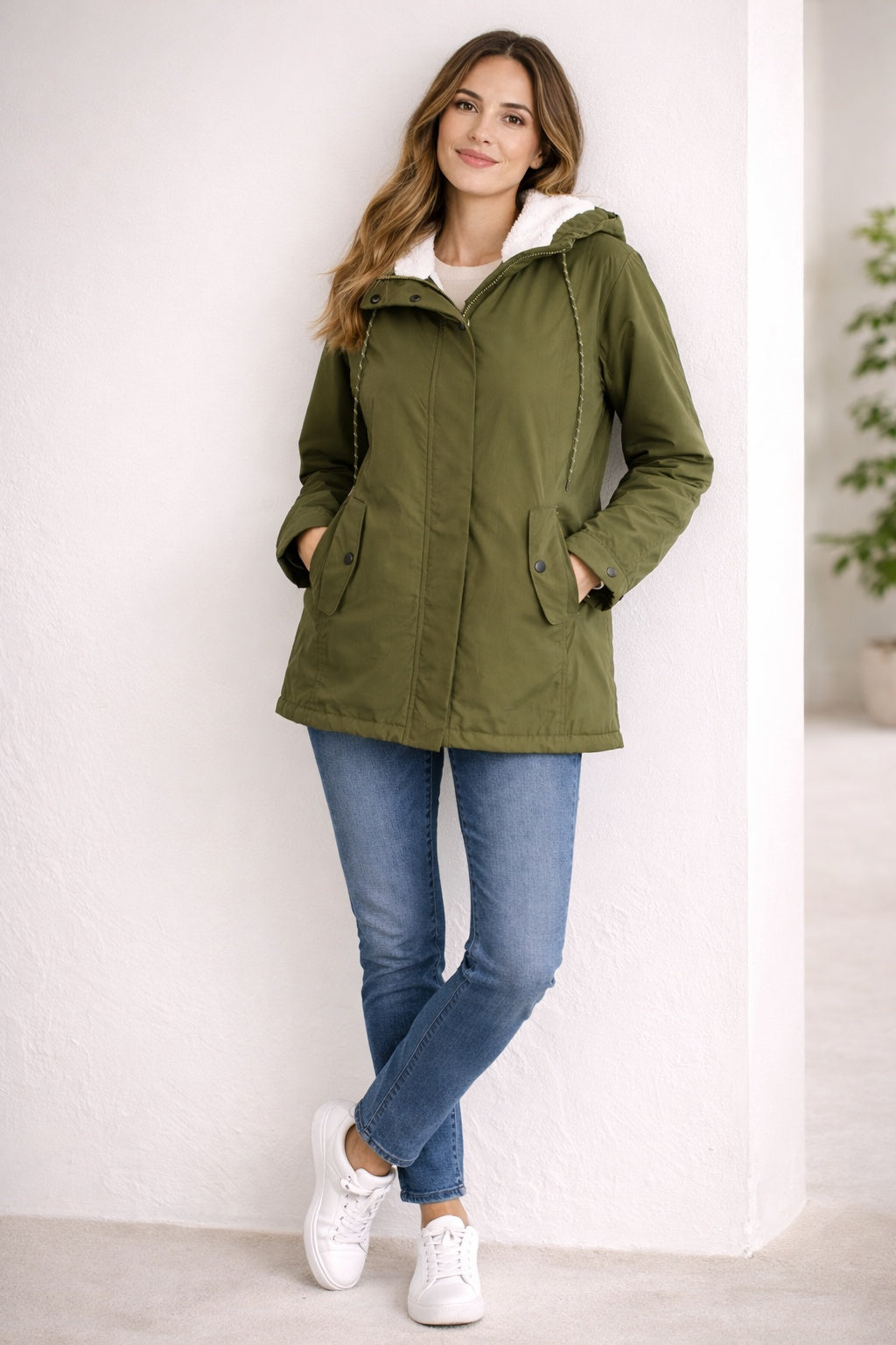 Parka Impermeable Mujer con Capucha Forrada
