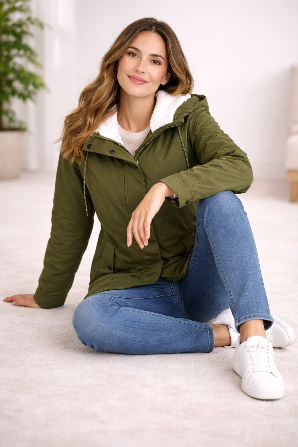 Parka Impermeable Mujer con Capucha Forrada