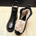 Botas Planas de Invierno Mujer Forro Borreguito con Cordones