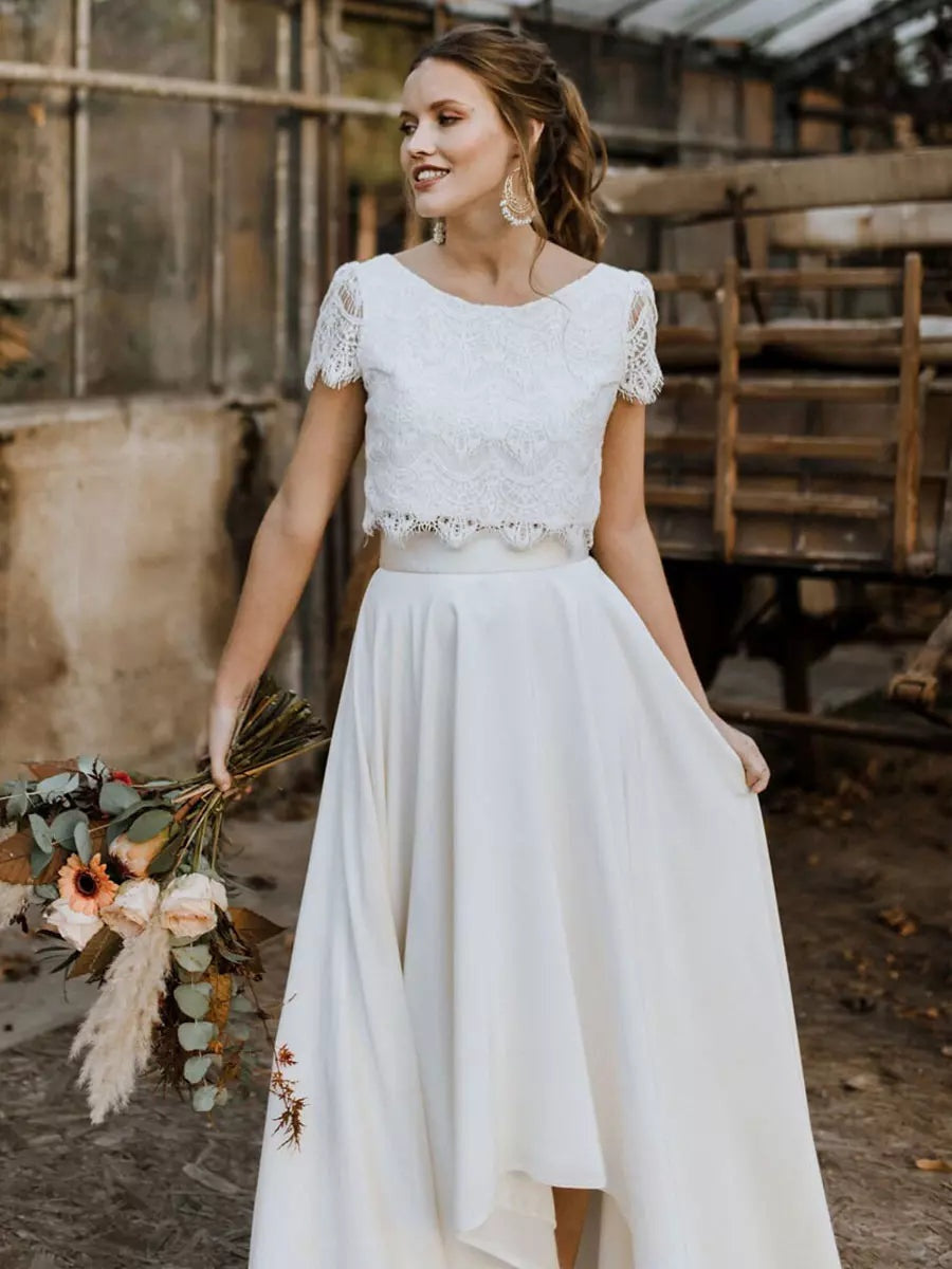 Vestido de Novia de Dos Piezas Mujer Encaje