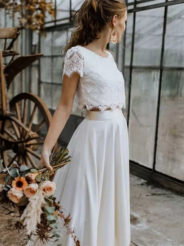 Vestido de Novia de Dos Piezas Mujer Encaje