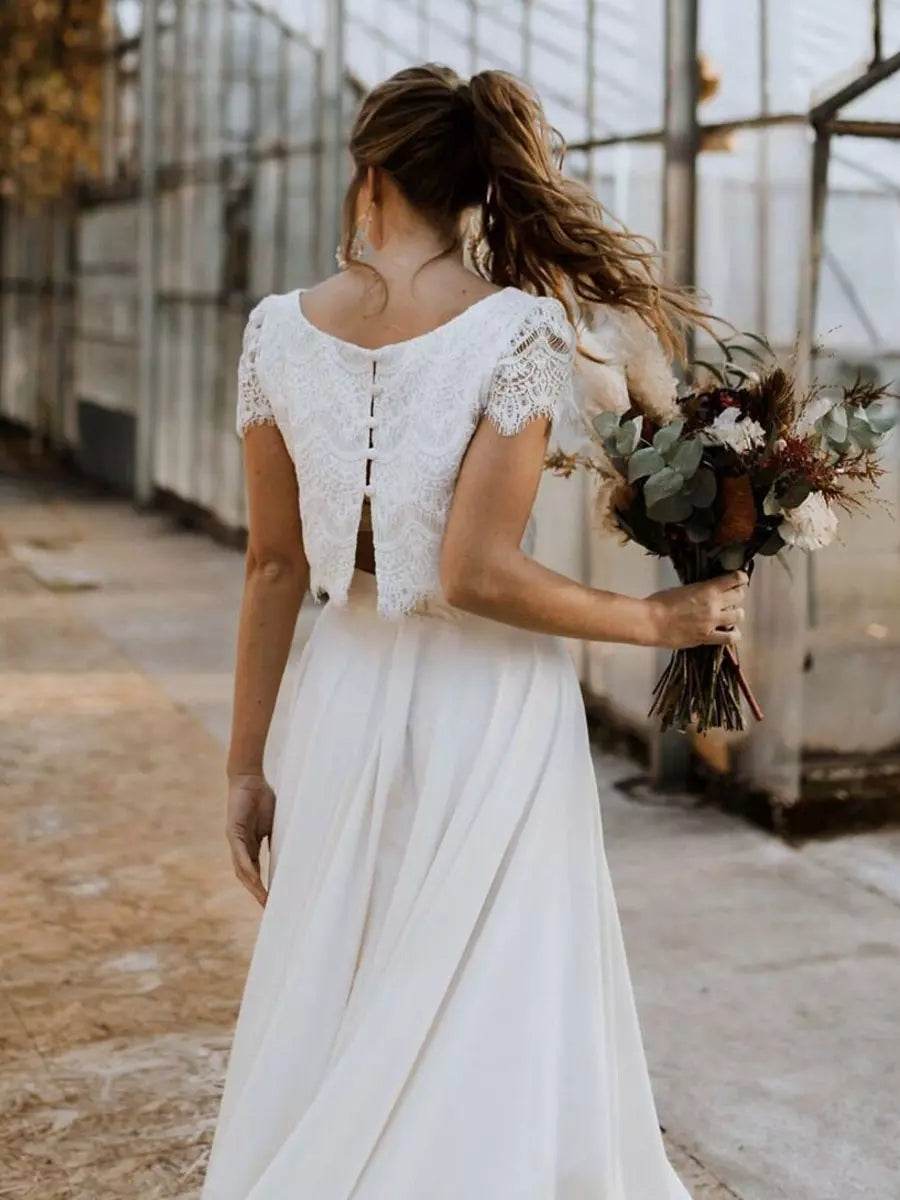 Vestido de Novia de Dos Piezas Mujer Encaje
