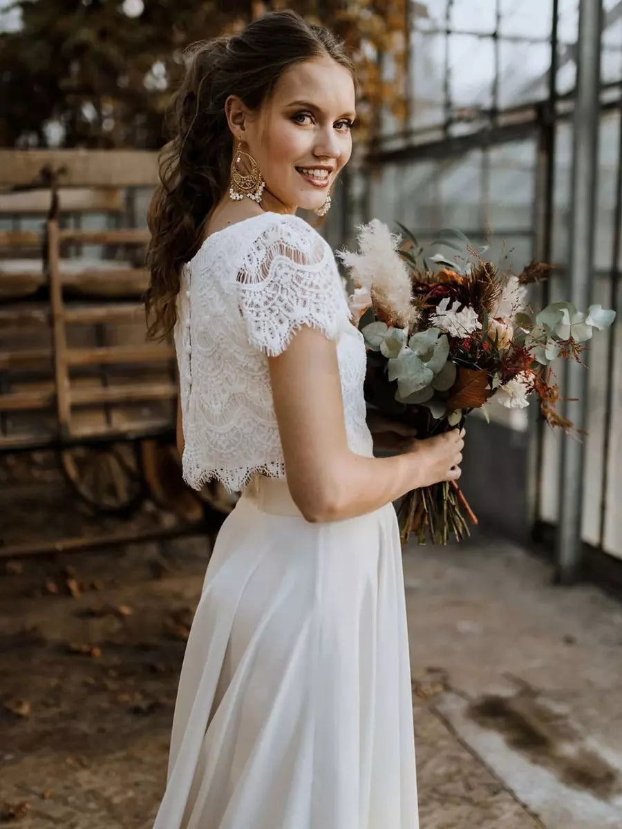 Vestido de Novia de Dos Piezas Mujer Encaje