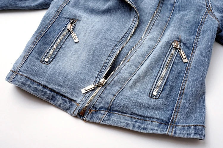 Sofía | Chaqueta Vaquera Mujer Estilo Biker Cremallera
