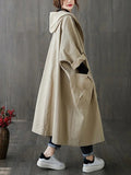 Trench Coat Largo con Capucha Mujer Oversize
