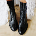 Botas Planas de Piel con Cordones Mujer Caña Media