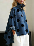 Camisa Vaquera Oversize Mujer de Lunares Manga Larga