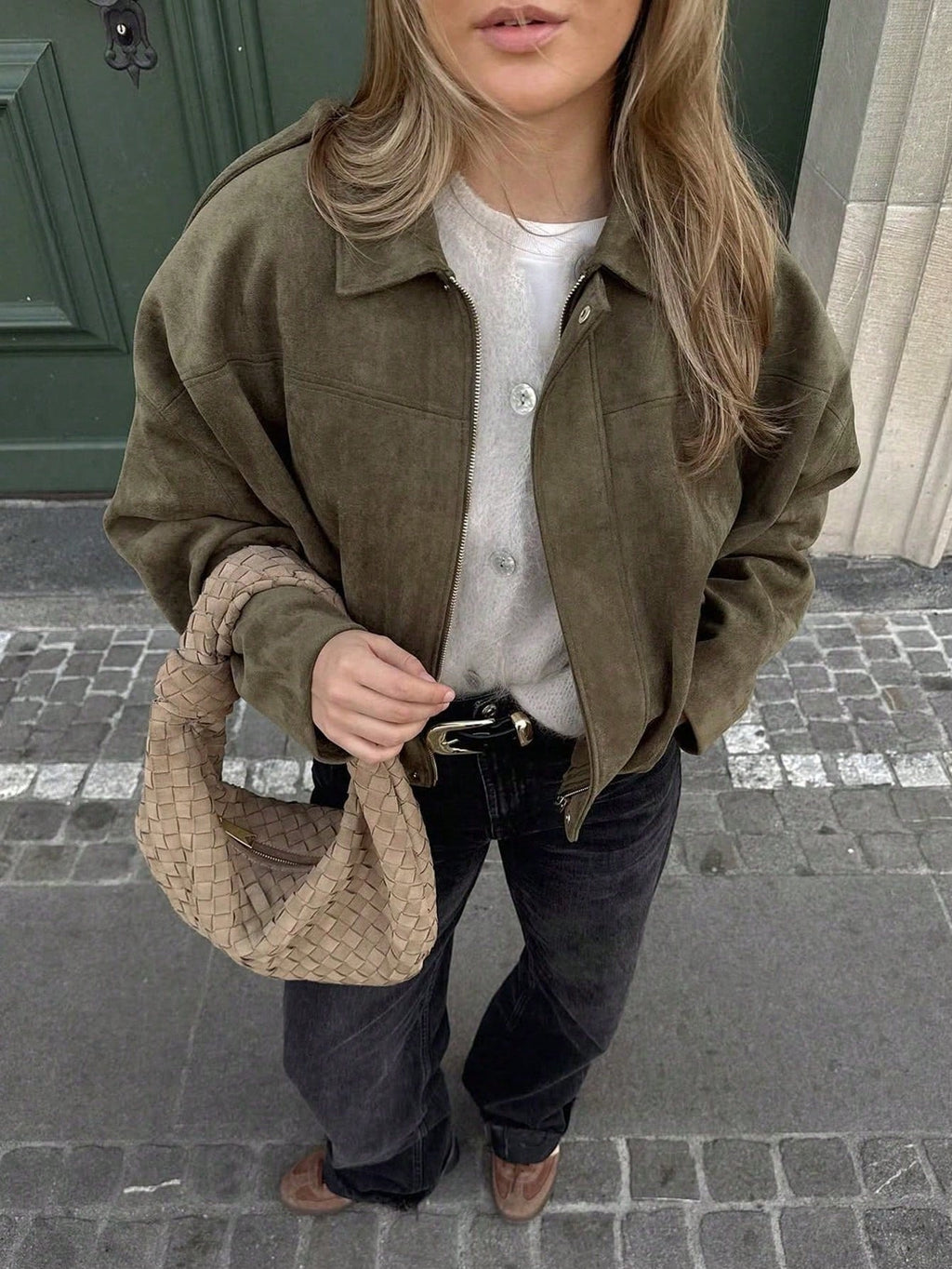Chaqueta de Ante Mujer Oversize Cremallera