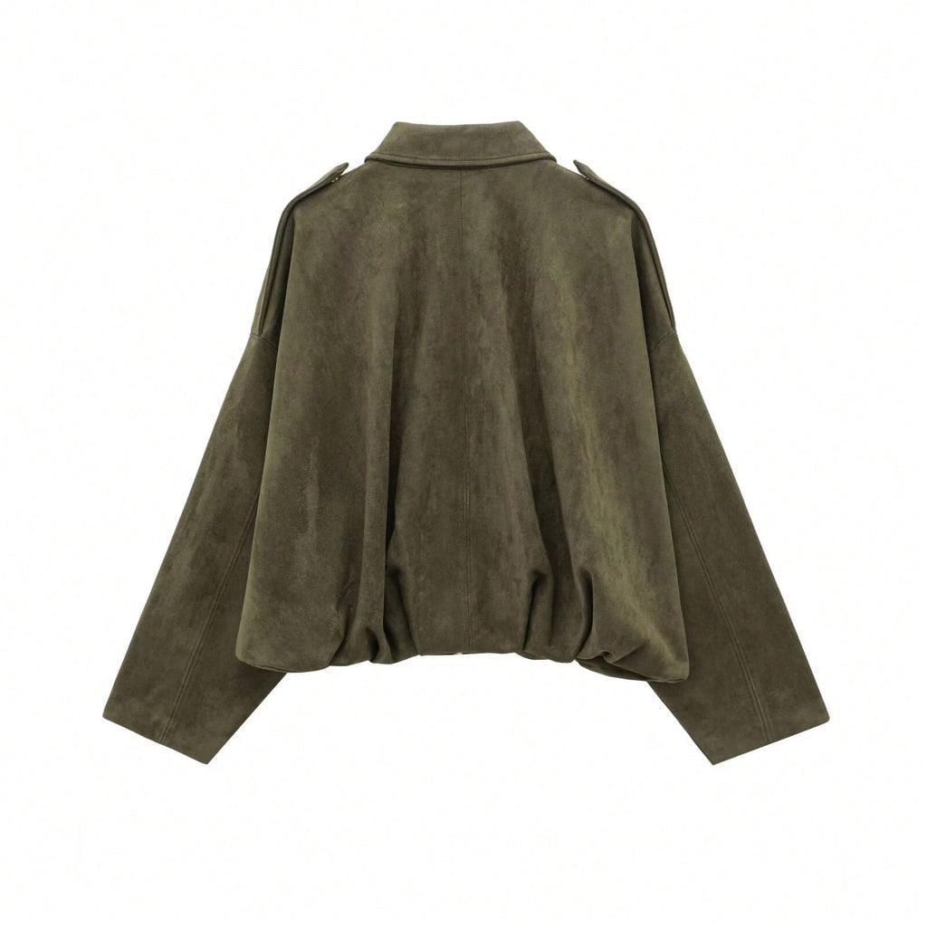 Chaqueta de Ante Mujer Oversize Cremallera