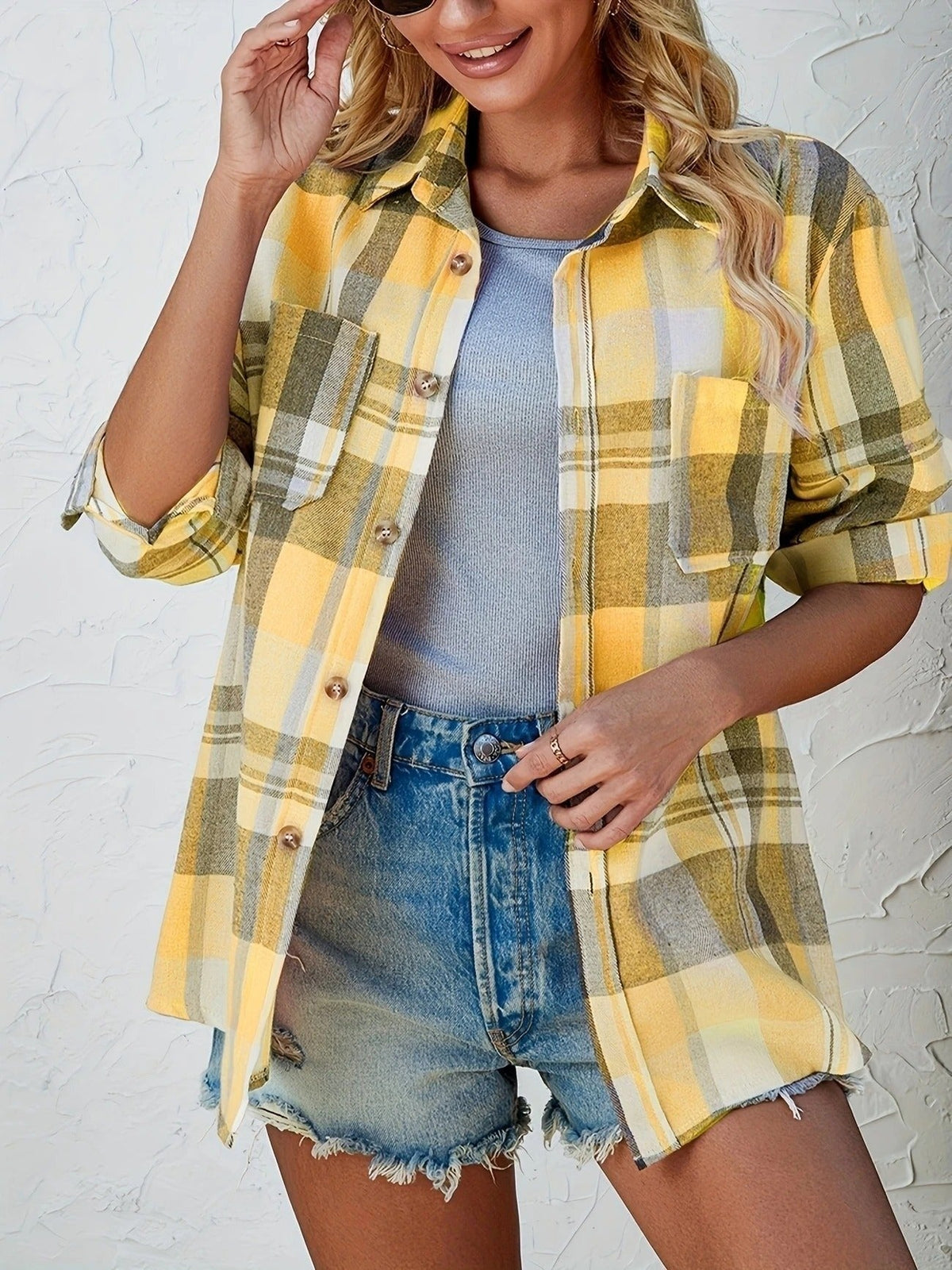 Lidia | Sobrecamisa Mujer de Cuadros de Algodón Manga Larga Oversize