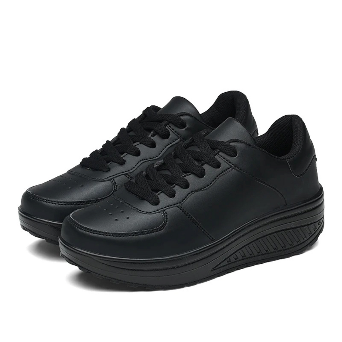 Zapatillas de Deporte Mujer Plataforma con Cordones Cuero