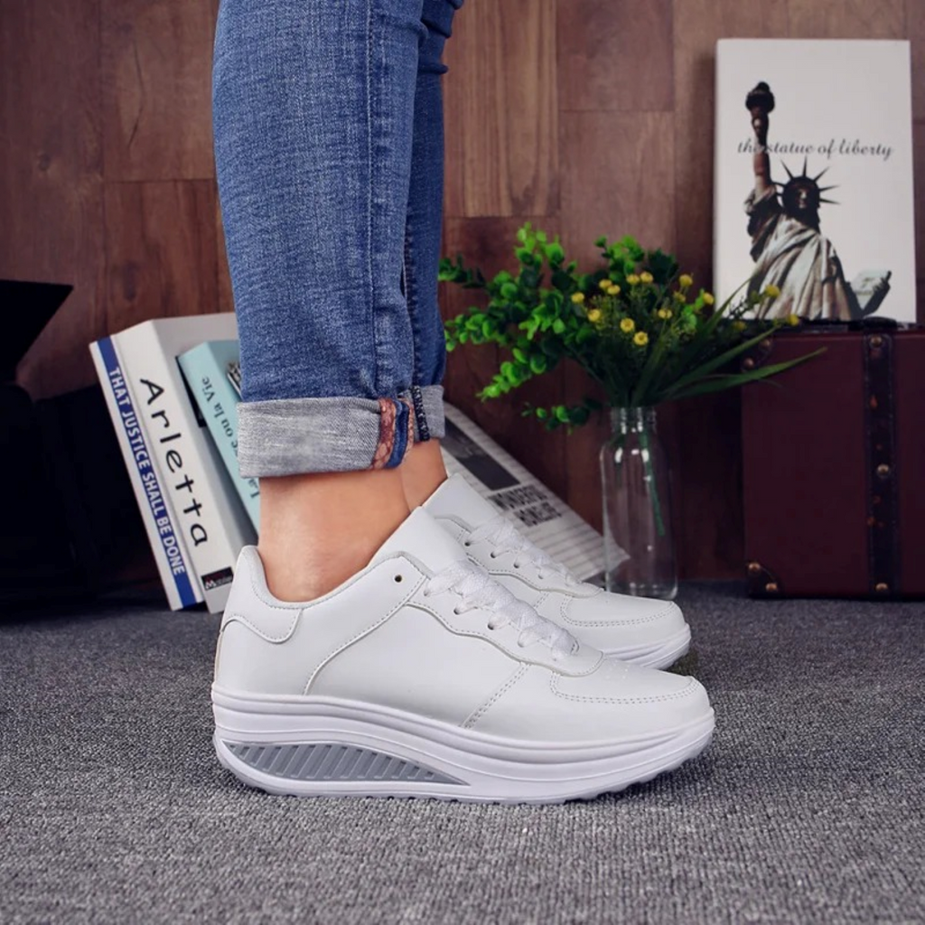 Zapatillas de Deporte Mujer Plataforma con Cordones Cuero