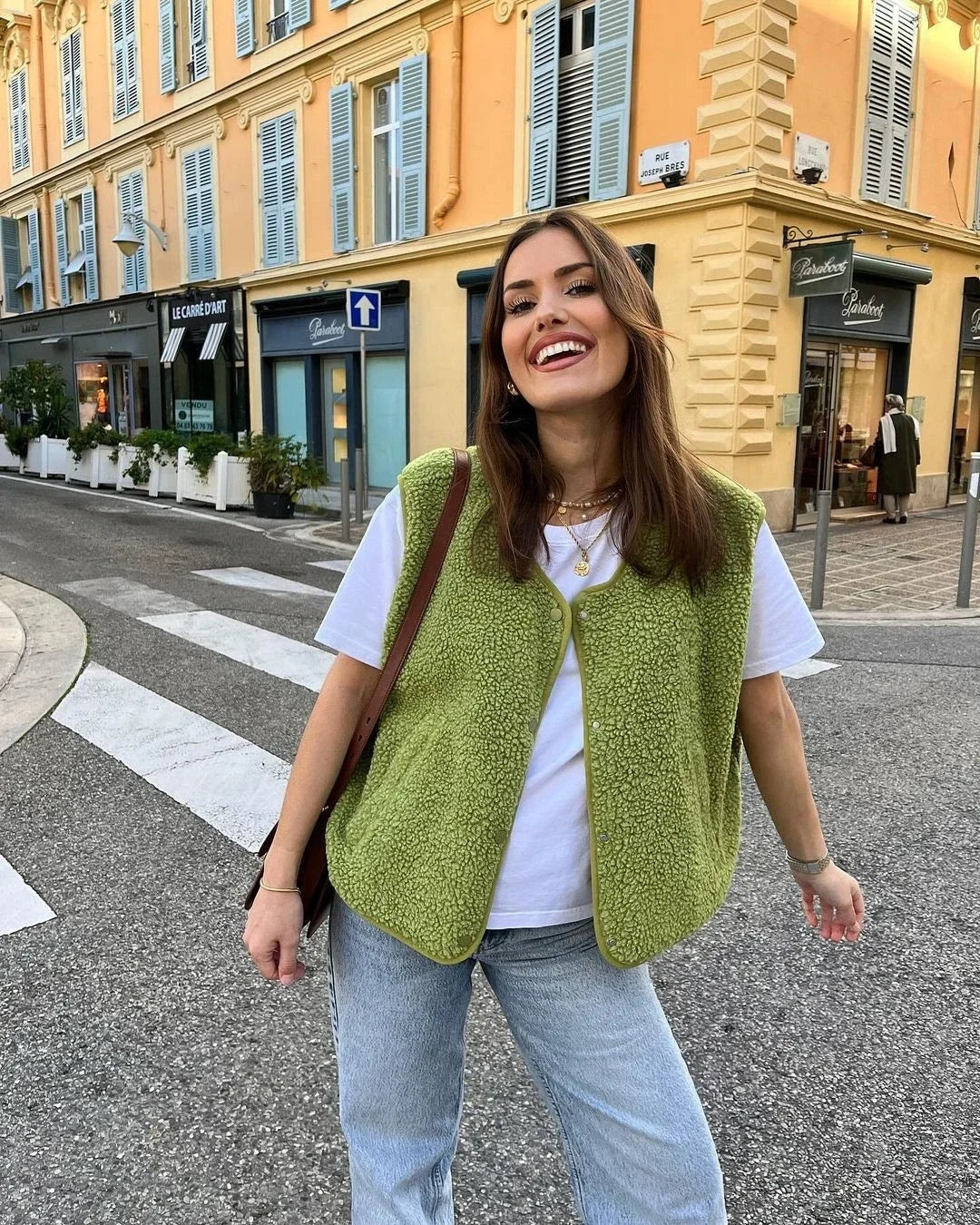 Gilet de Borreguillo Mujer Escote V Sin Mangas