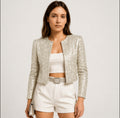 Naia | Chaqueta de Lentejuelas Corta Mujer Blazer Estructurado de Fiesta
