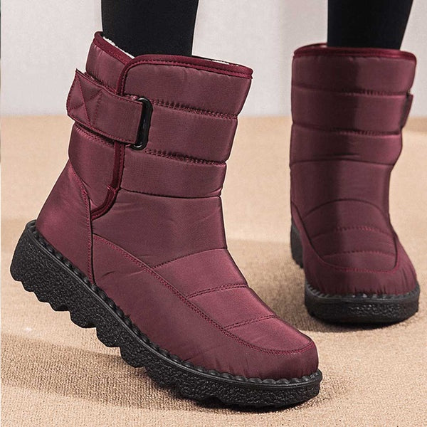Botas Impermeables Planas Mujer Forro Cálido Velcro