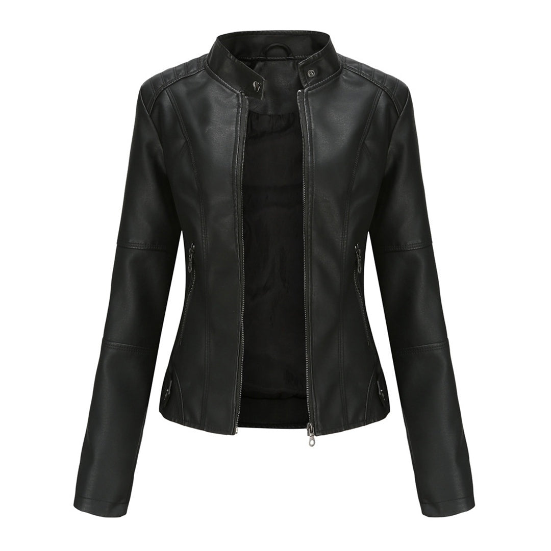 Chaqueta Motera Mujer Polipiel Cuello Mao Cremallera