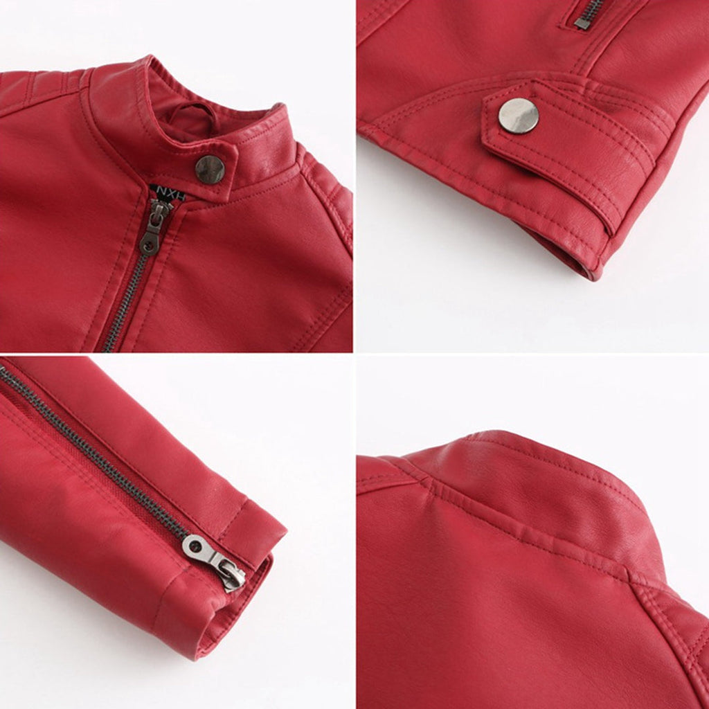 Chaqueta Motera Mujer Polipiel Cuello Mao Cremallera
