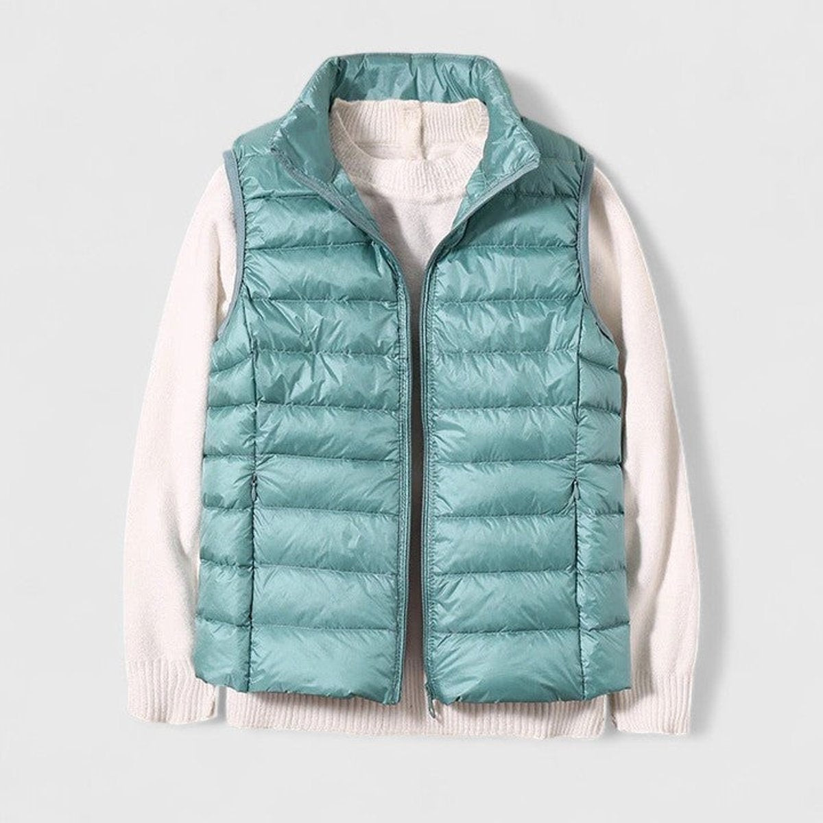 Chaleco Acolchado Ligero Mujer Cuello Alto Canalé