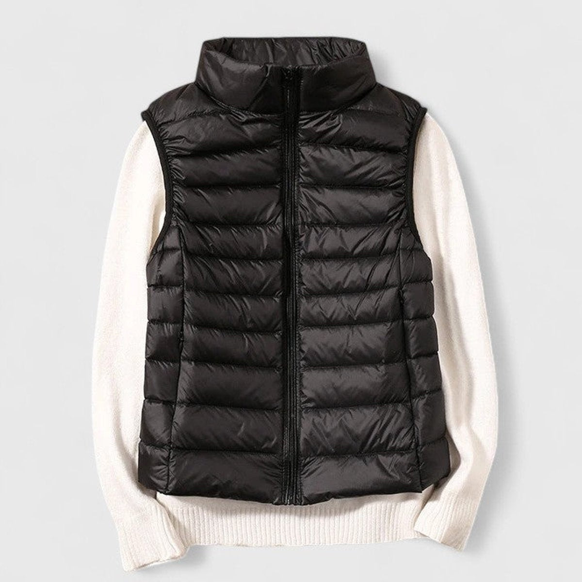 Chaleco Acolchado Ligero Mujer Cuello Alto Canalé