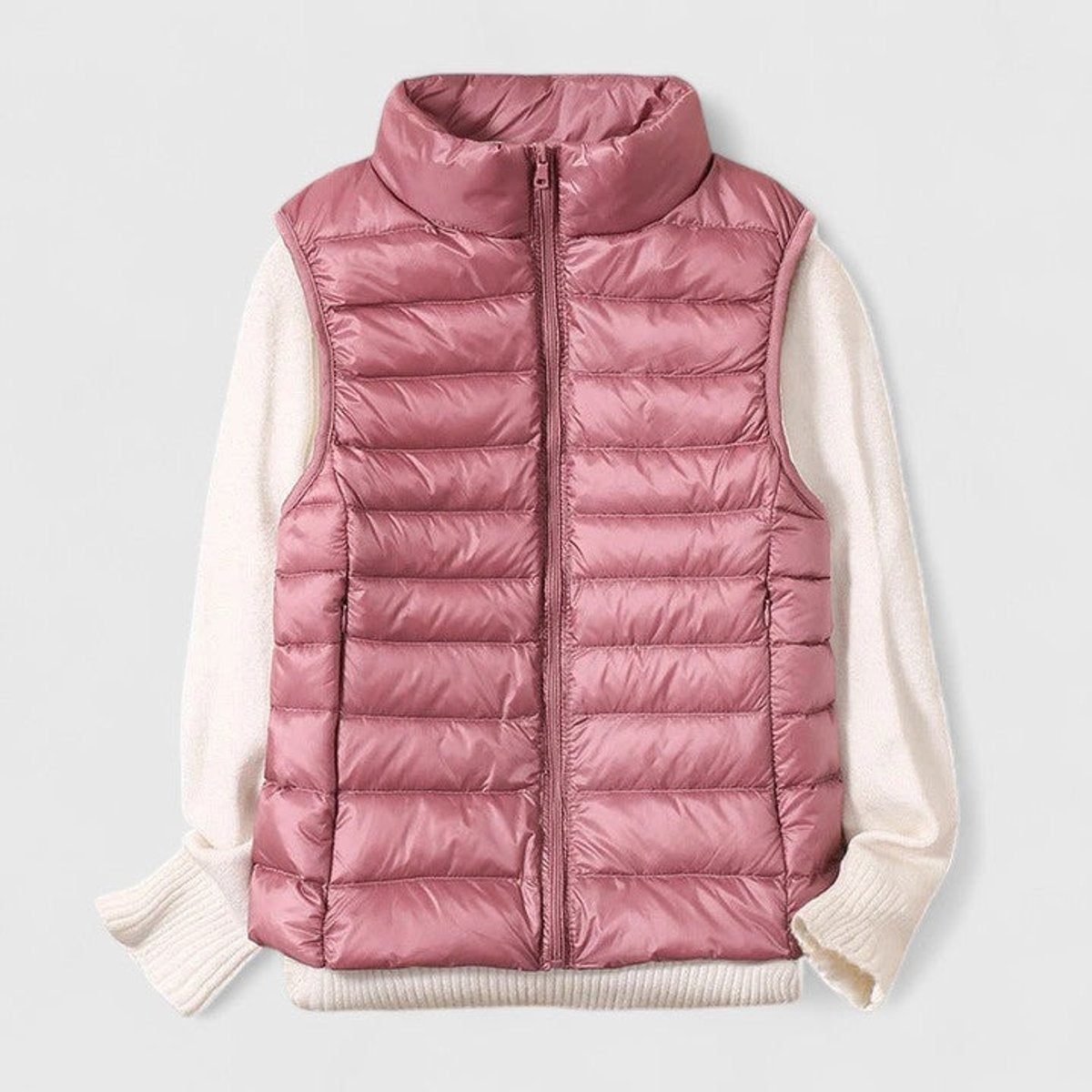 Chaleco Acolchado Ligero Mujer Cuello Alto Canalé