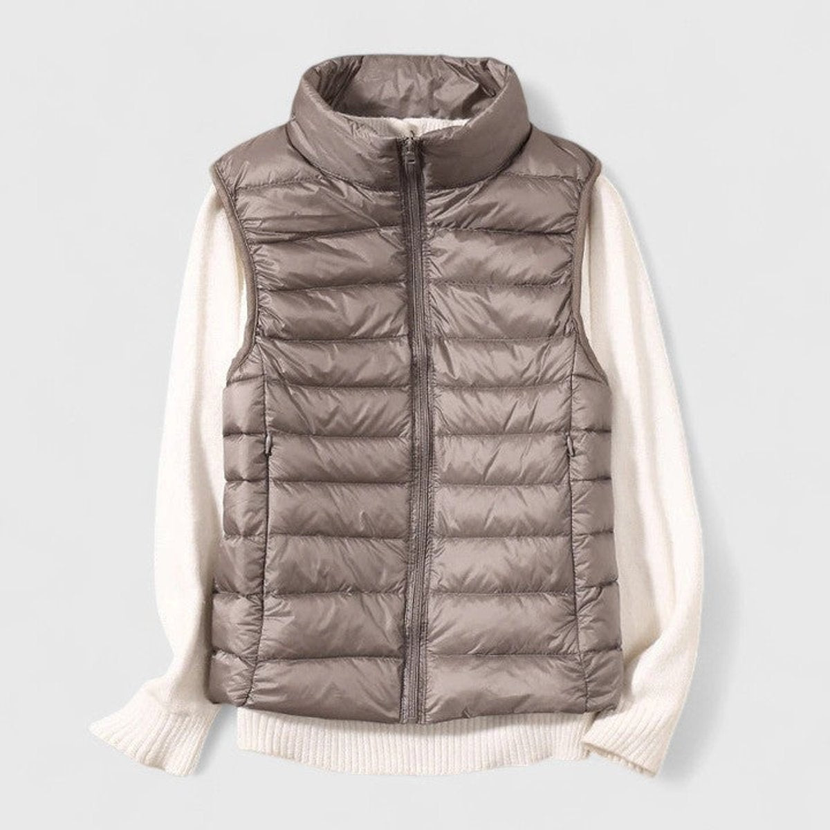 Chaleco Acolchado Ligero Mujer Cuello Alto Canalé