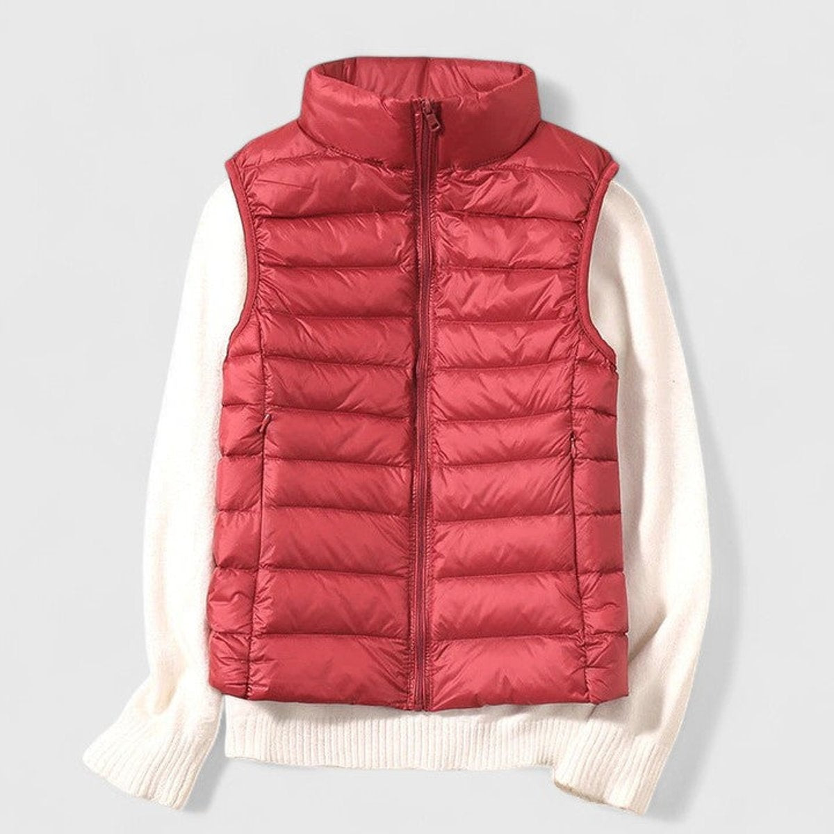 Chaleco Acolchado Ligero Mujer Cuello Alto Canalé