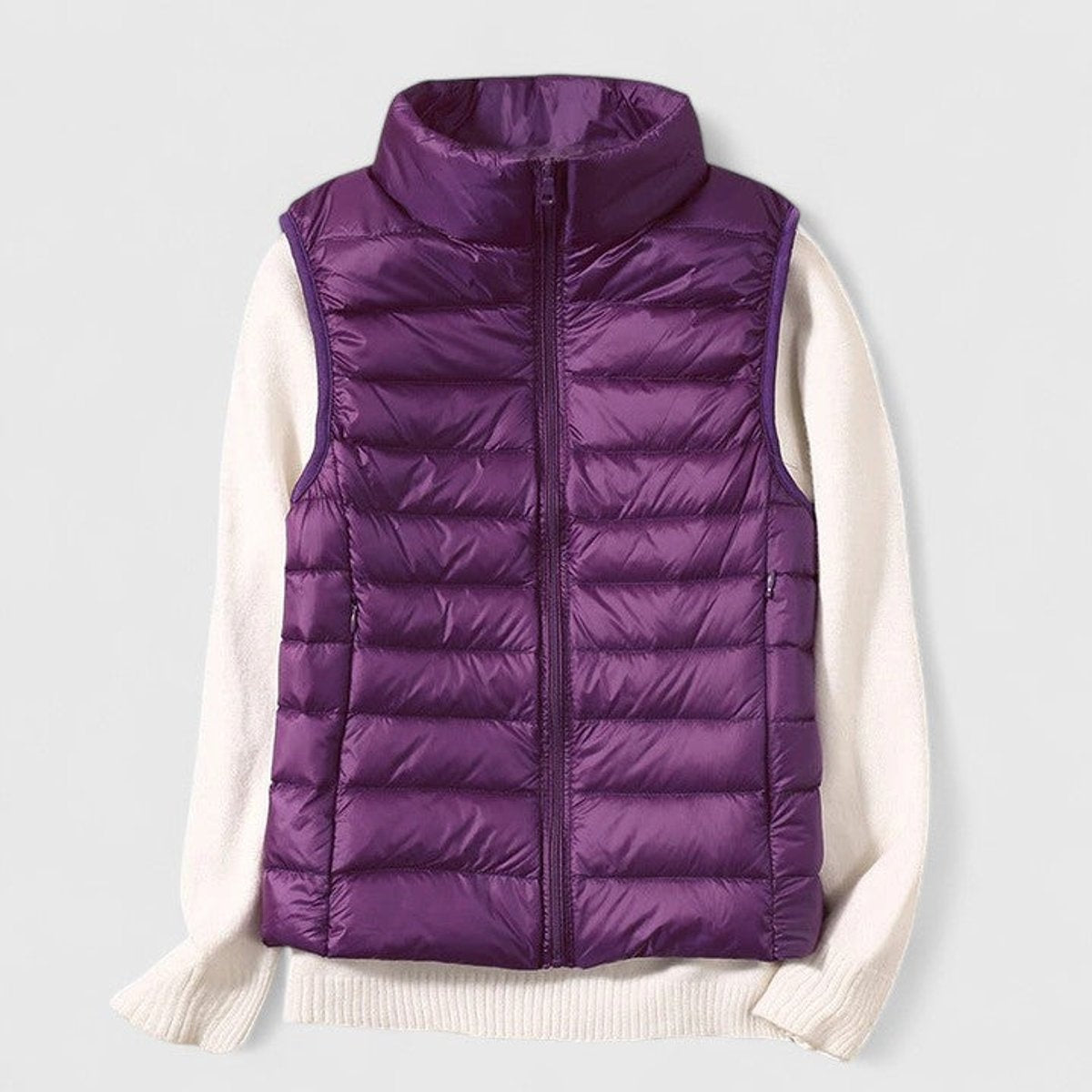 Chaleco Acolchado Ligero Mujer Cuello Alto Canalé