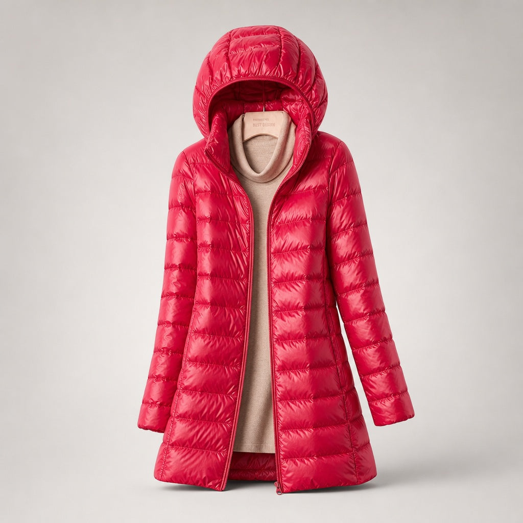 Chaqueta de Plumas Larga Mujer con Capucha Acolchada