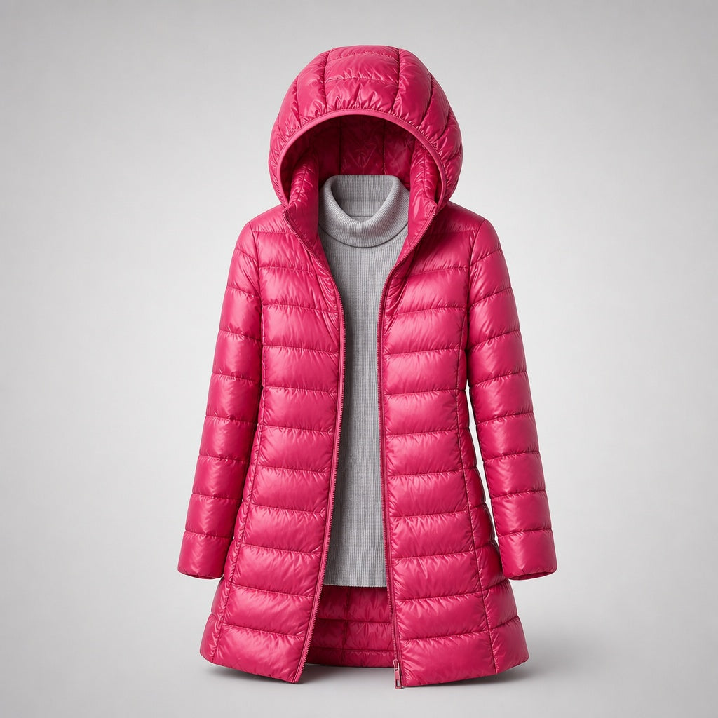 Chaqueta de Plumas Larga Mujer con Capucha Acolchada