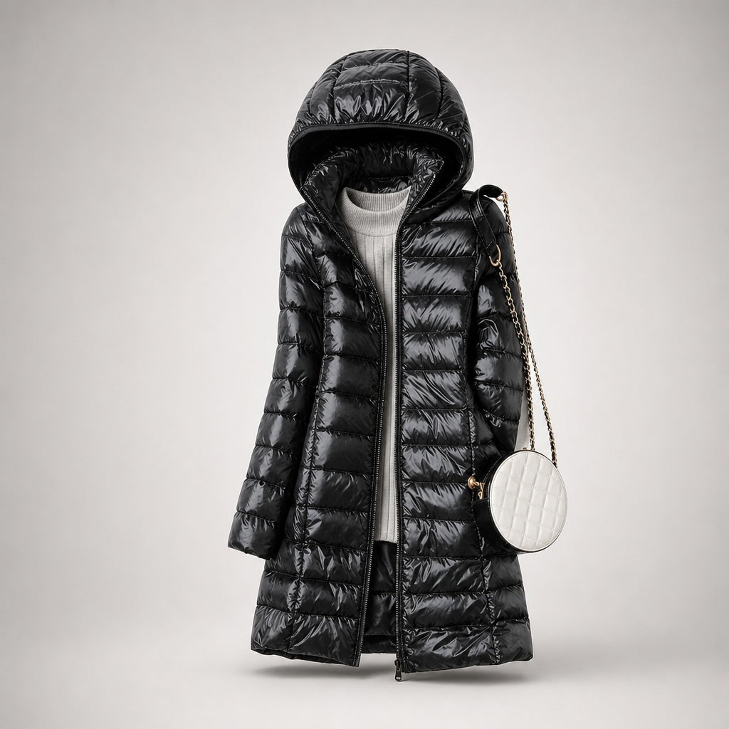 Chaqueta de Plumas Larga Mujer con Capucha Acolchada